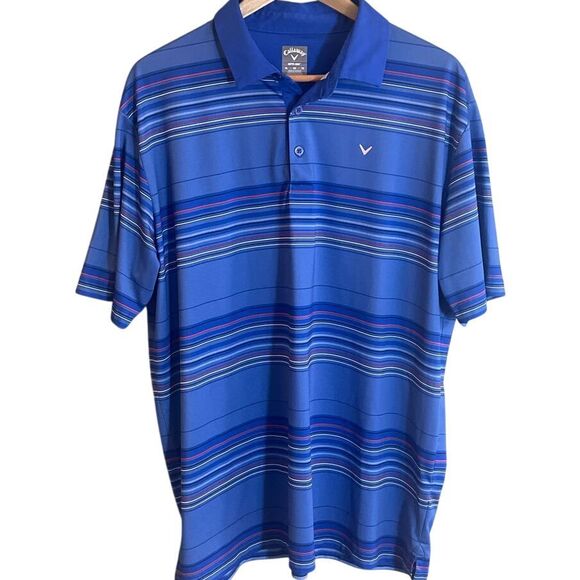 Callaway Men's Opti Dry Blue Striped Golf‎ Polo Short Sleeve Shirt Size XL - Picture 1 of 5